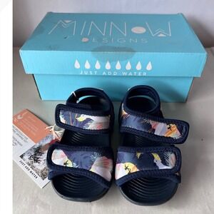 Minnow Designs ROAMii Water Play Sandals Cockatoo Navy Blue Kids US 6